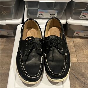 Sperry Black Leather Slip-On Shoes